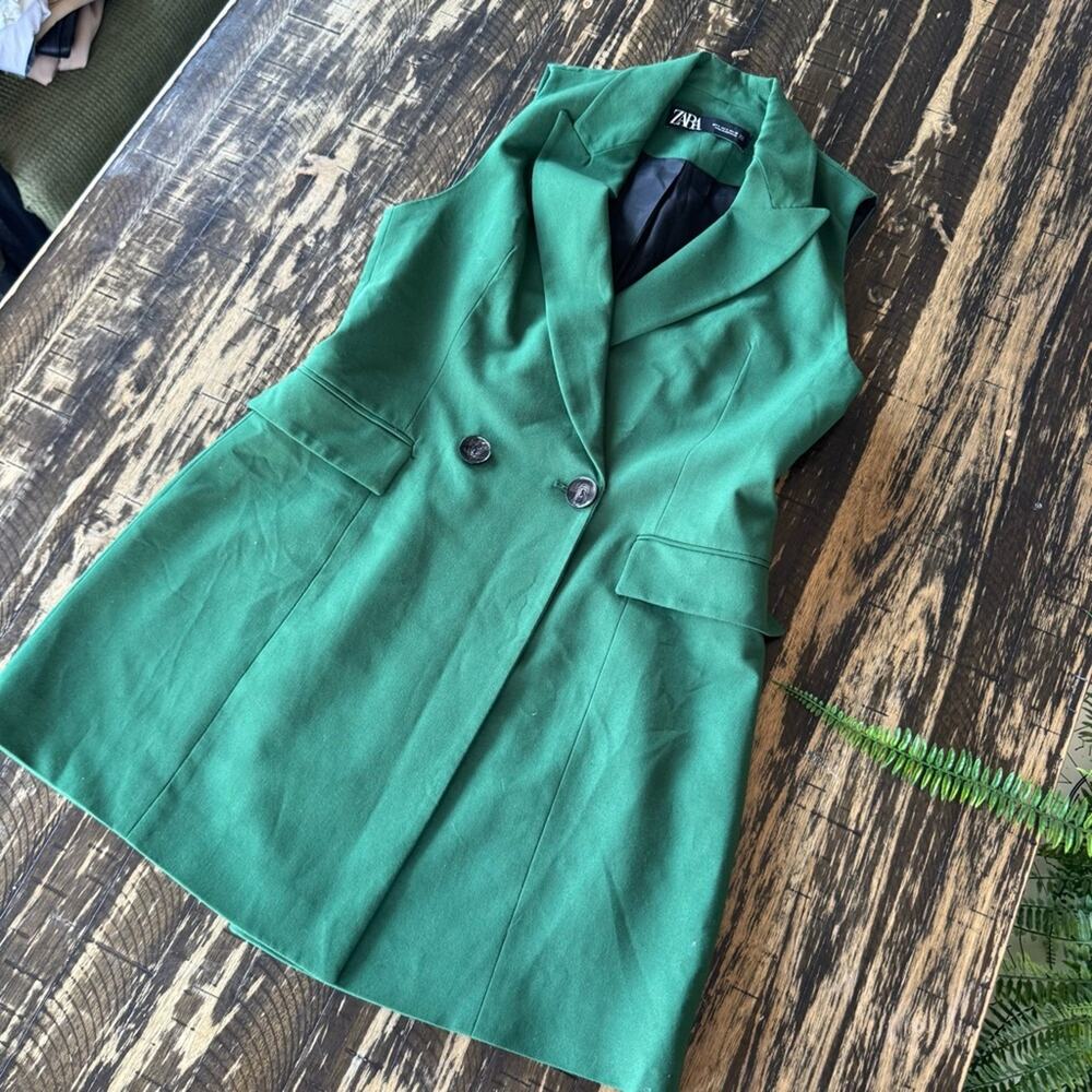 ZARA - Emerald Green Sleeveless Blazer Vest / Dress – Small